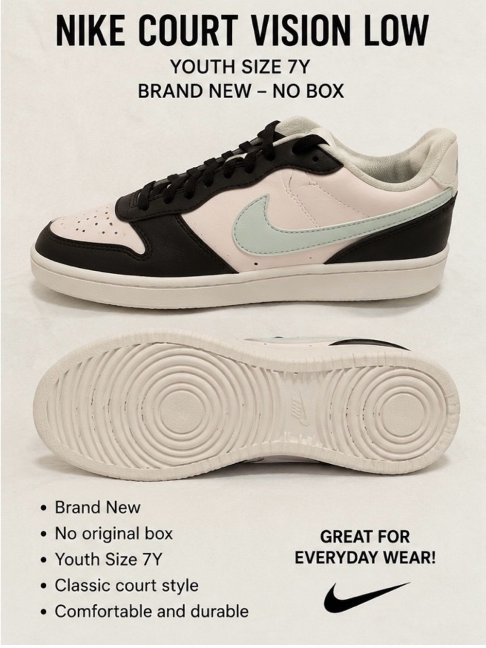 Nike Court Vision Low Men's Sneakers - Black / Light Pink / Mint